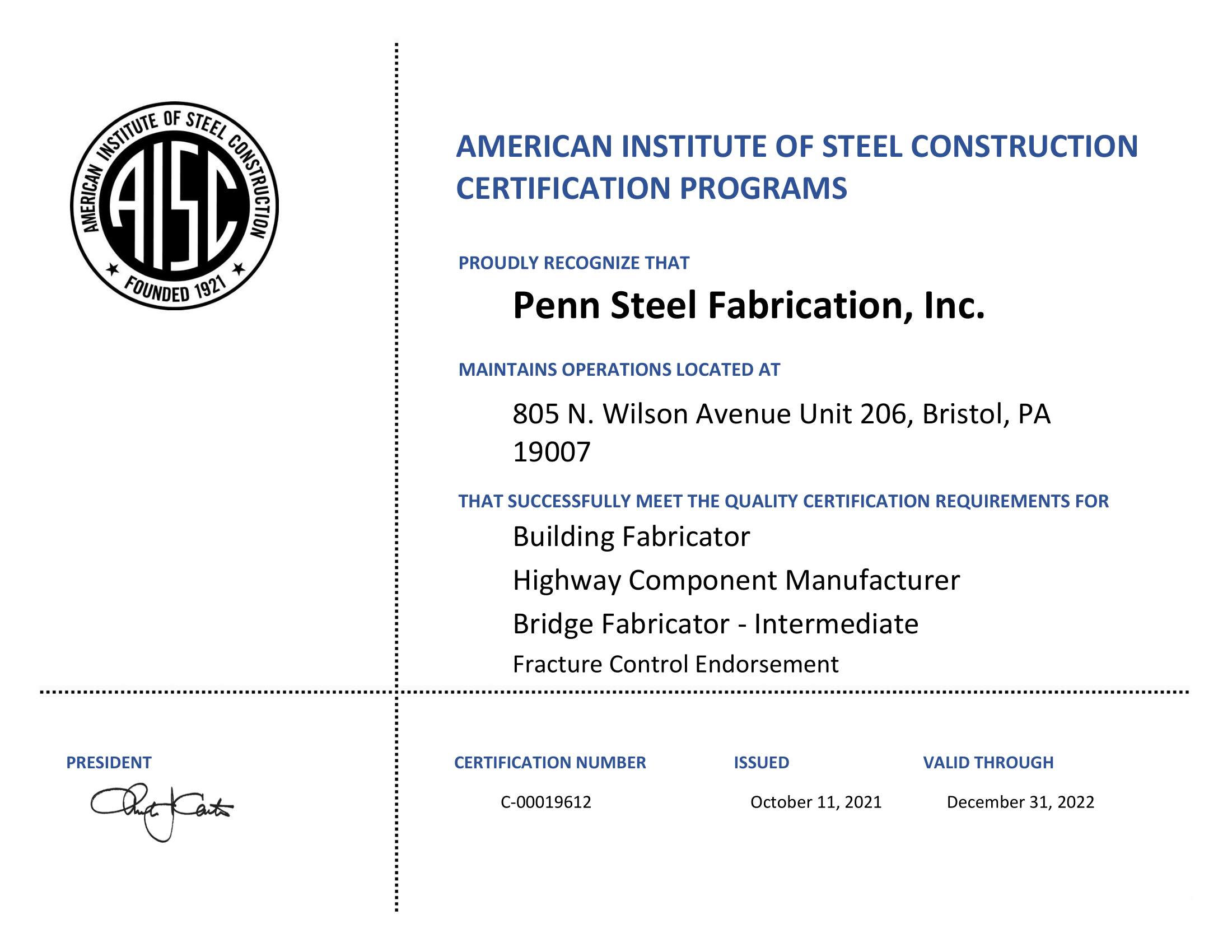 Penn Steel Fabrication CEPA